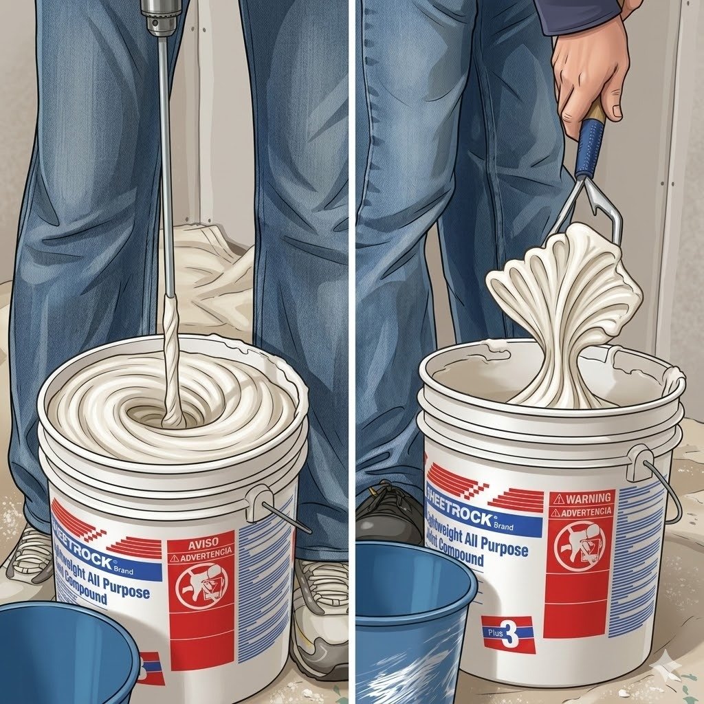 mixing joint compound with a paddle mixer